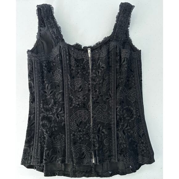 Tripp NYC corset black velvet Y2K goth zipper steampunk renaissance pirate L - Picture 2 of 9